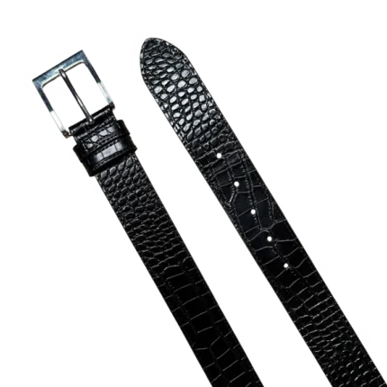 INK BLACK EMBOSSED CROCODILE BELT