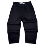 RIVETED DENIM JEANS BLACK