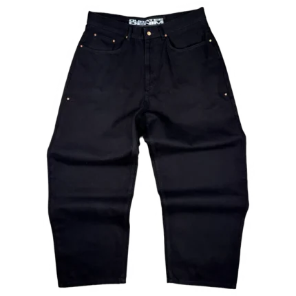 RIVETED DENIM JEANS BLACK