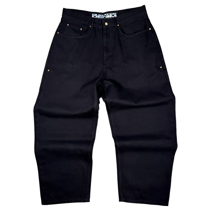 RIVETED DENIM JEANS BLACK RIVETED DENIM JEANS BLACK