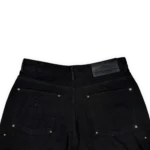 RIVETED DENIM JEANS BLACK