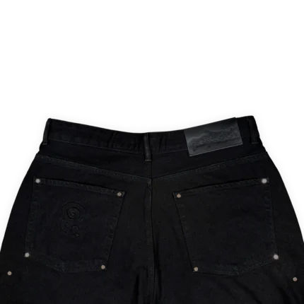 RIVETED DENIM JEANS BLACK