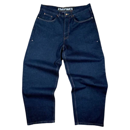 RIVETED DENIM JEANS RAW INDIGO