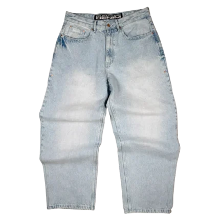 RIVETED DENIM JEANS LIGHT BLUE