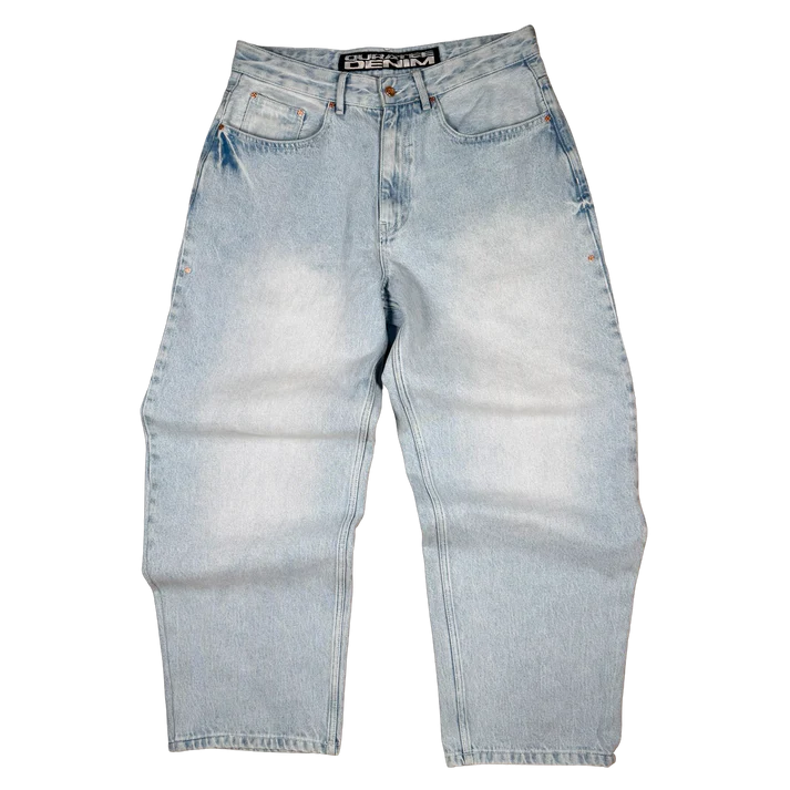 RIVETED DENIM JEANS LIGHT BLUE RIVETED DENIM JEANS LIGHT BLUE