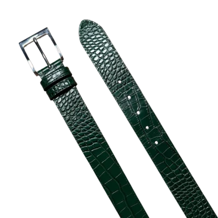 KELLY GREEN EMBOSSED CROCODILE BELT
