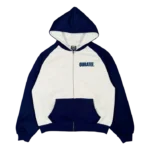 TWO TONE RAGLAN ZIP HOODIE GREY NAVY