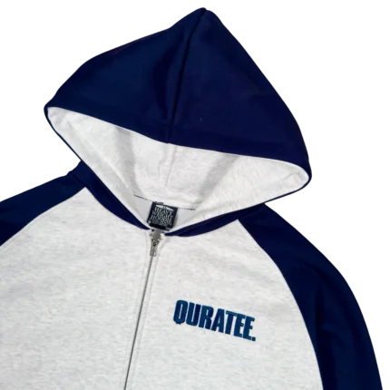 TWO TONE RAGLAN ZIP HOODIE GREY NAVY