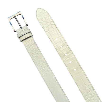CREAM EMBOSSED CROCODILE BELT